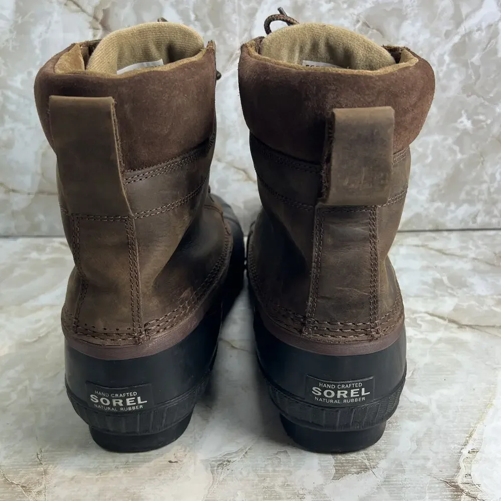 Sorel Cheyanne II Brown Leather Lace up Waterproof Duck Boot Mens Size 13
